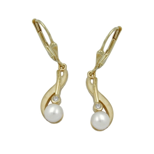 earrings leverback pearls 9k gold - BeautyMax Elite