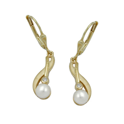 earrings leverback pearls 9k gold - BeautyMax Elite