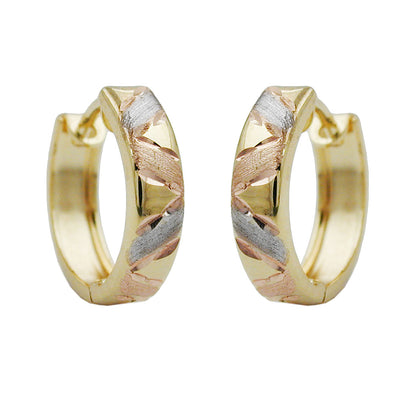 hoop earrings tricolour diamond cut 9k gold - BeautyMax Elite