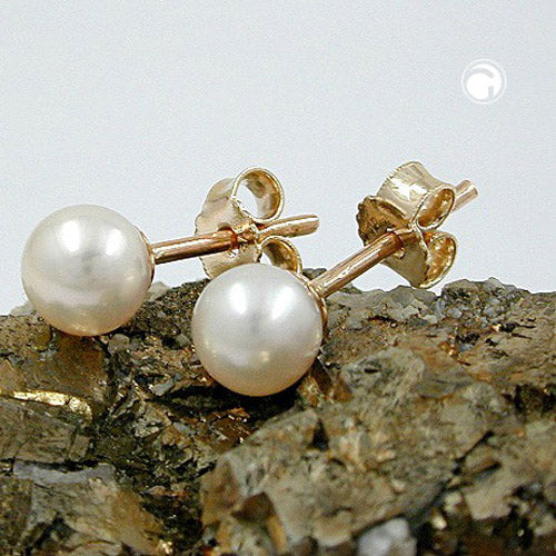 stud earrings freshwater pearl 6mm gold - BeautyMax Elite