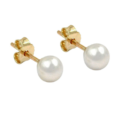 stud earrings freshwater pearl 6mm gold - BeautyMax Elite