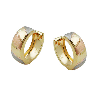 hoop earrings diamond cut tri-colour 9k gold - BeautyMax Elite