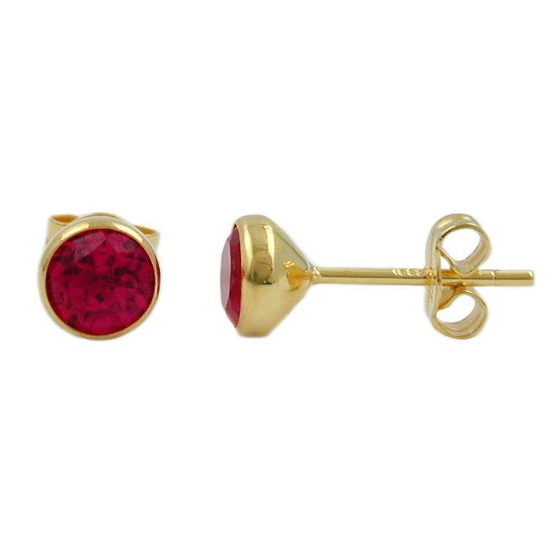 stud earrings ruby red 6mm 8k gold - BeautyMax Elite