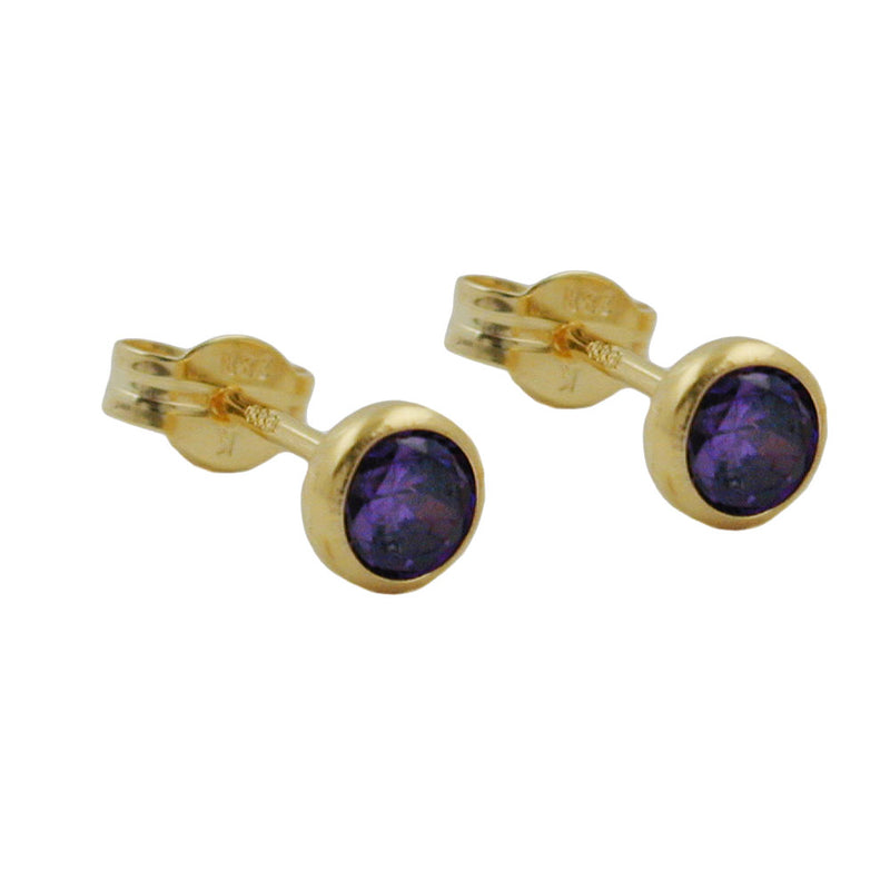 stud earrings zirconia amethyst 8k gold - BeautyMax Elite