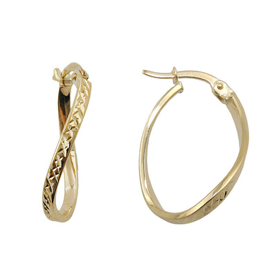 hoop earrings twisted diamond cut 9k gold - BeautyMax Elite
