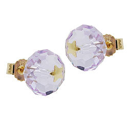 stud earrings crystal purple star 14k gold - BeautyMax Elite