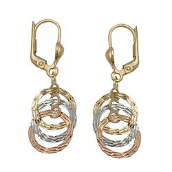 earrings 3 hanging circles 9 k gold - BeautyMax Elite