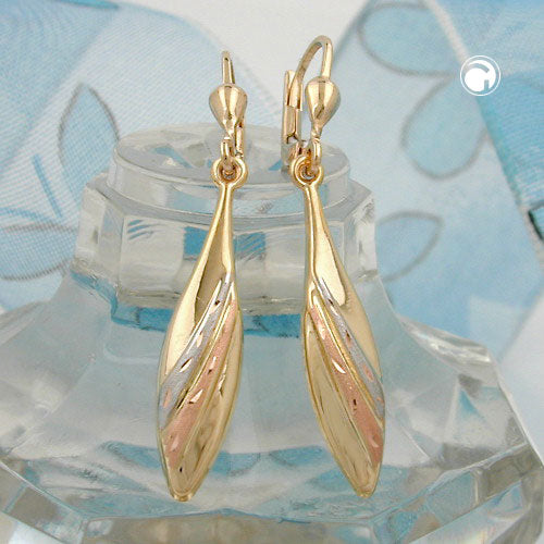leverback earrings tricolor 9k gold - BeautyMax Elite