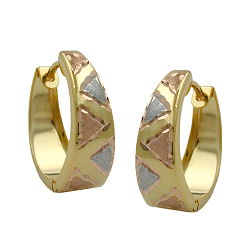 hoop earrings tricolor matt 9k gold - BeautyMax Elite