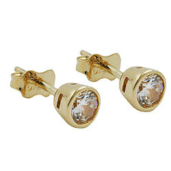 earrings studs zirconia 4,5mm 9k gold - BeautyMax Elite