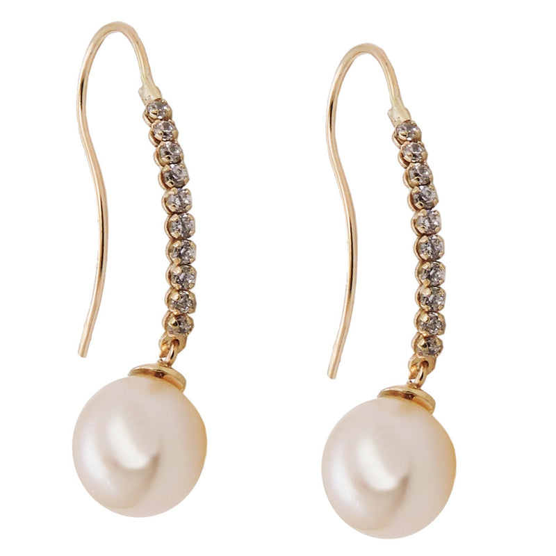 earrings hooks pearl/zirconias 9k gold - BeautyMax Elite
