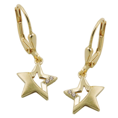 leverback earrings zirconia 9k gold - BeautyMax Elite