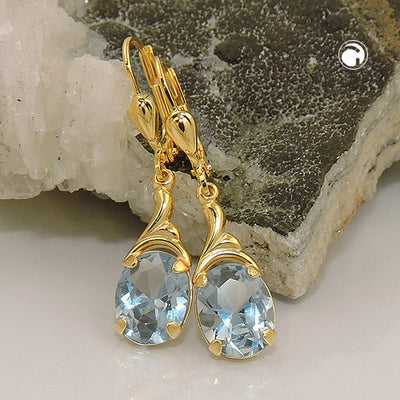 earrings synthetic aquamarine 8k gold - BeautyMax Elite