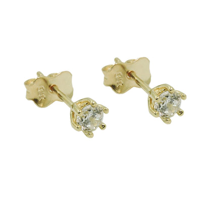 stud earrings 4mm zirconia 9k gold - BeautyMax Elite