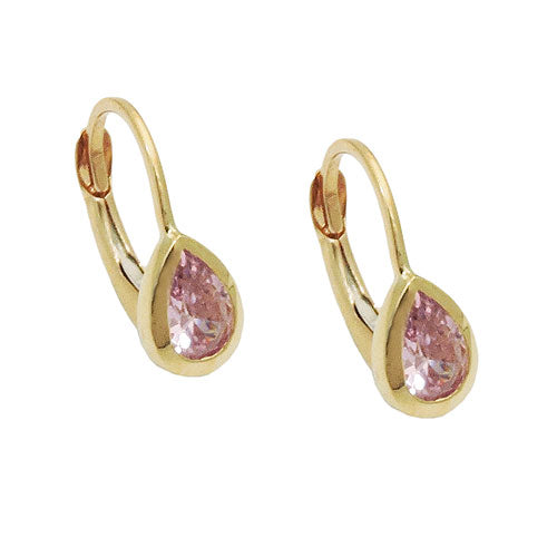 leverback earrings drop pink 9k gold - BeautyMax Elite