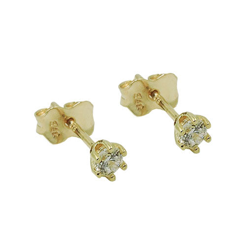 stud earrings 3mm zirconia 9k gold - BeautyMax Elite