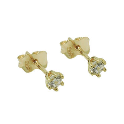 stud earrings 3mm zirconia 9k gold - BeautyMax Elite