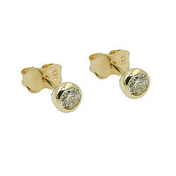stud earrings 4mm zirconia 9k gold - BeautyMax Elite