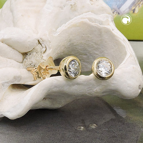 stud earrings 5mm zirconia 9k gold - BeautyMax Elite