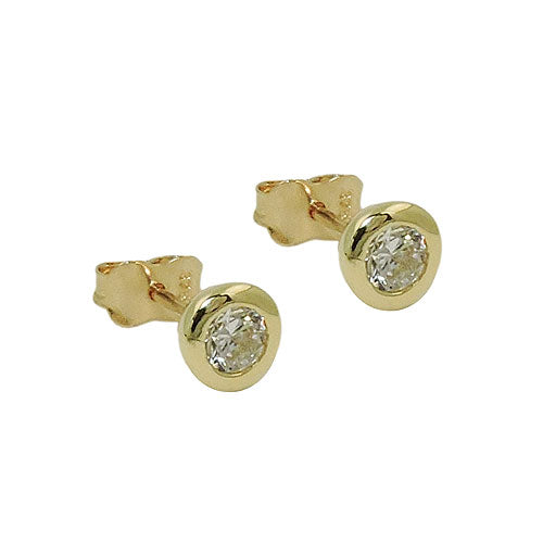stud earrings 6mm zirconia 9k gold - BeautyMax Elite
