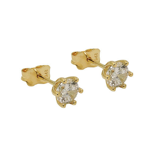 stud earrings 5mm zirconia 9k gold - BeautyMax Elite