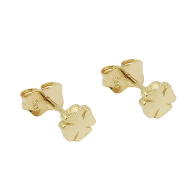 stud earrings cloverleaf 9k gold - BeautyMax Elite