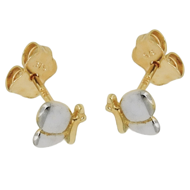 stud earrings butterfly bicolor 9k gold - BeautyMax Elite