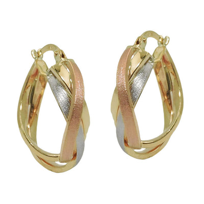 hoop earrings tricolor 9k gold - BeautyMax Elite