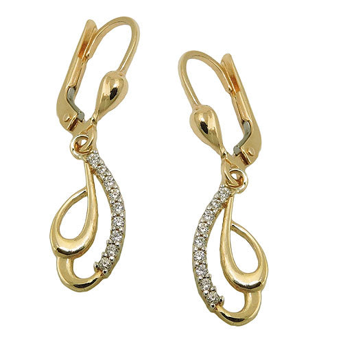 leverback earrings zirconias 9k gold - BeautyMax Elite