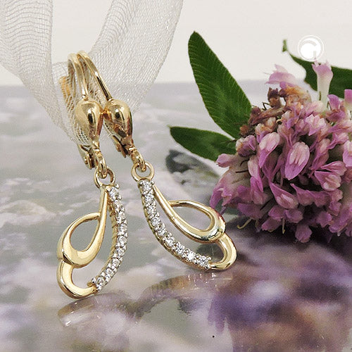 leverback earrings zirconias 9k gold - BeautyMax Elite