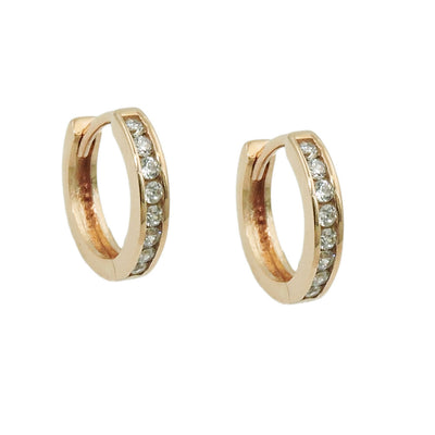 hoop earrings 11mm zirconias 9k gold - BeautyMax Elite