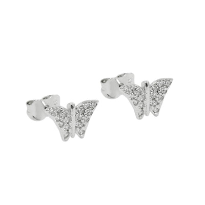 earrings studs butterfly 9k white gold - BeautyMax Elite