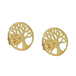 earrings studs tree of life 9k gold - BeautyMax Elite