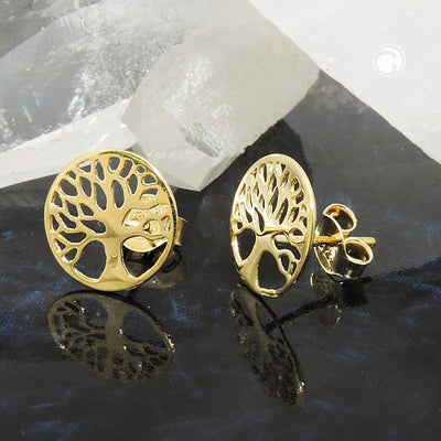 earrings studs tree of life 9k gold - BeautyMax Elite