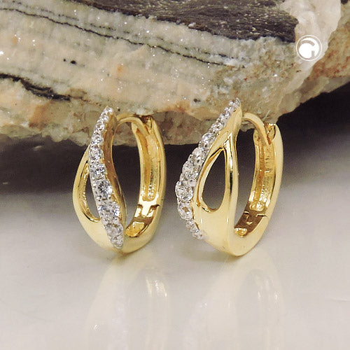 hoop earrings with zirconia 9k gold - BeautyMax Elite