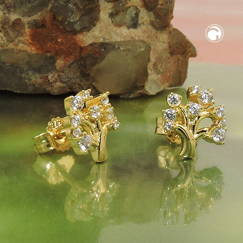earring studs tree zirconias 9k gold - BeautyMax Elite