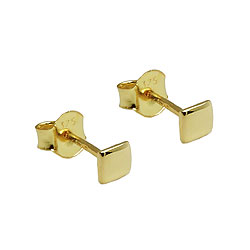 stud earrings quadrangle flat 9k gold - BeautyMax Elite