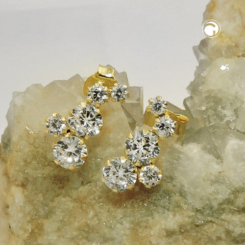 stud earrings 5x zirconias curve 9k gold - BeautyMax Elite