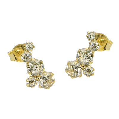 stud earrings 5x zirconias curve 9k gold - BeautyMax Elite
