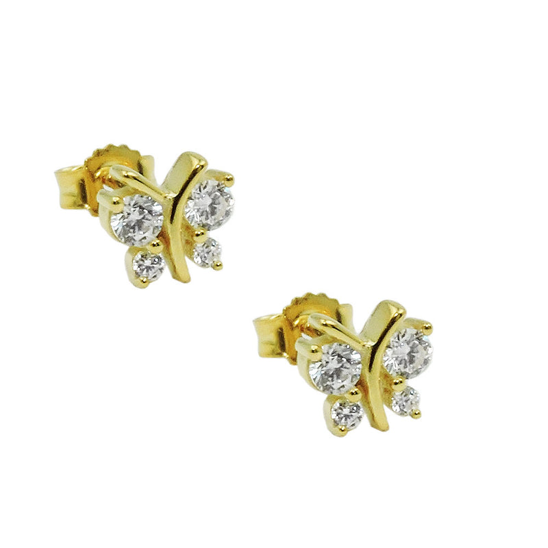 earring studs butterfly zirconia 9k gold - BeautyMax Elite