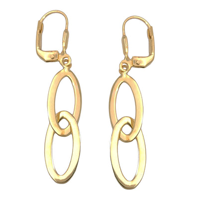 leverback earrings 2 oval rings 9k gold - BeautyMax Elite