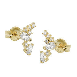 earrings zirconia 9k gold - BeautyMax Elite