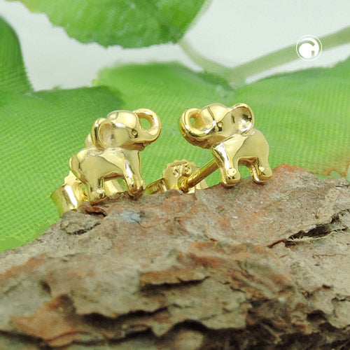 stud earring small elephant 9k gold - BeautyMax Elite