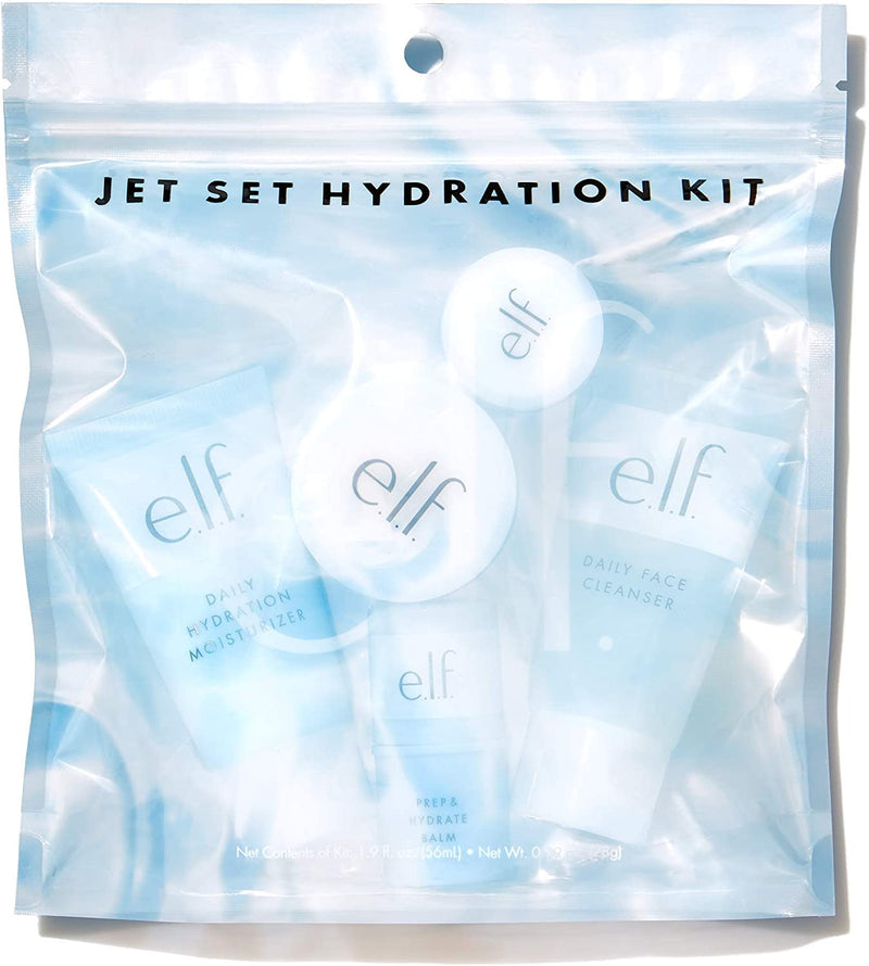e.l.f. Jet Set Hydration Kit, Travel Friendly Skincare Set, Cleanser, Balm, Moisturiser, Eye Cream & Night Cream