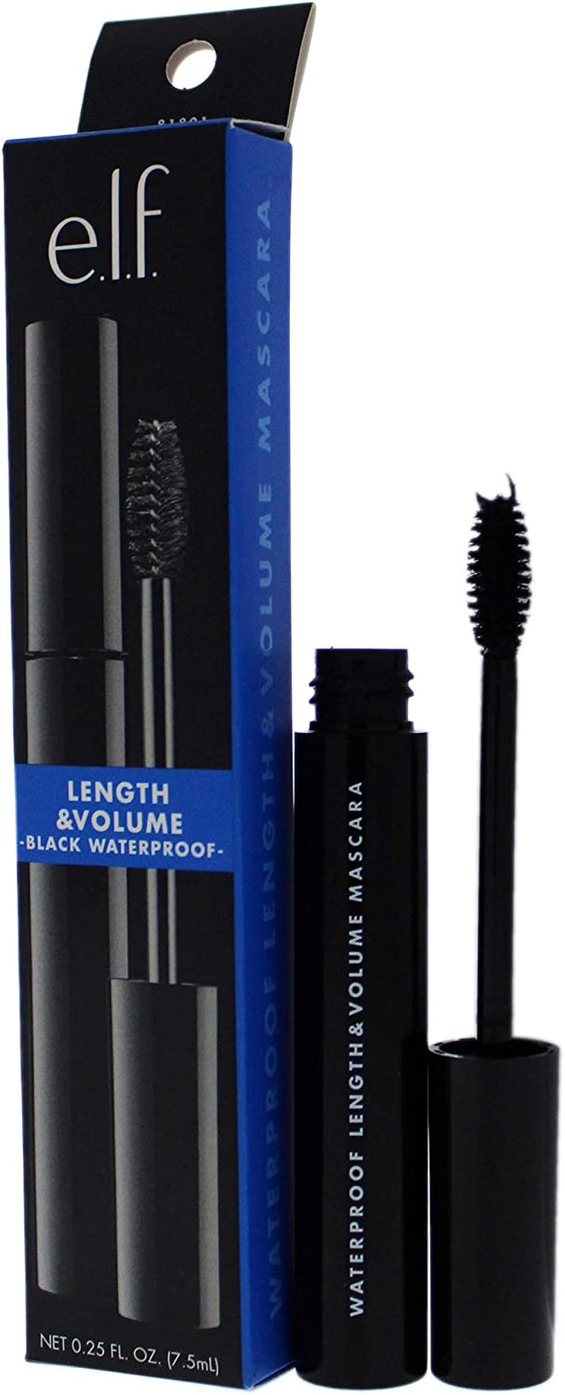 e.l.f. Waterproof Lengthening & Volumizing Mascara, Create Longer & Thicker-Looking Lashes, Black, 0.25 Fl Oz (7.5Ml)