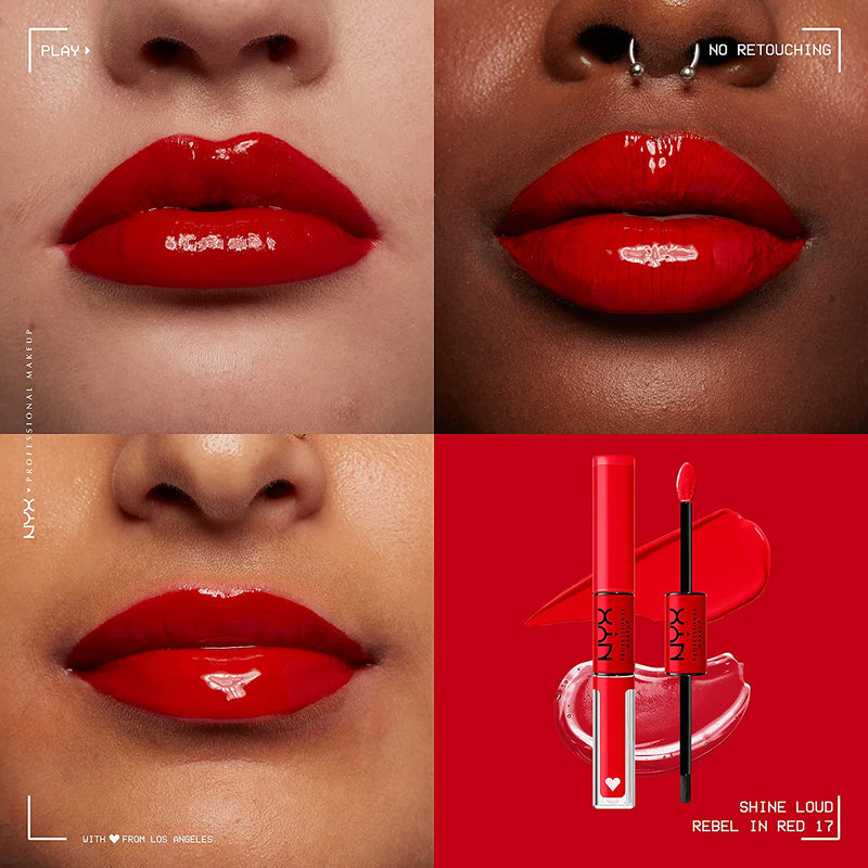 Lip Gloss, High Pigment, Long Lasting Lip Shine, No Transfer, Shine Loud, 17 Rebel in Red