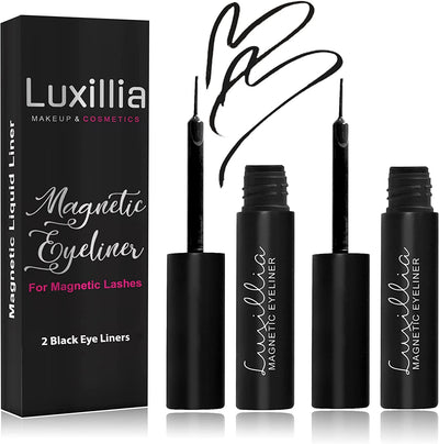 (2 Pack) Black Magnetic Eyeliner for Magnetic Eyelashes, Upgraded Strongest Hold, Most Natural Look, Waterproof, Smudge Proof Liquid Liner, Works Perfectly with All Magnetic Eye Lashes
