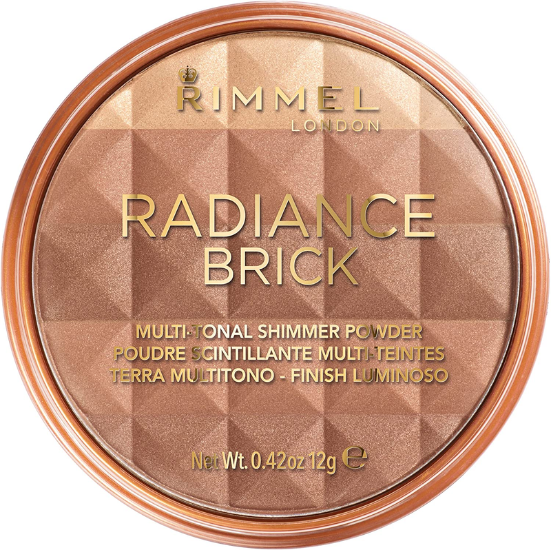 Rimmel London Radiance Shimmer Brick Pressed Bronzer, Light-As-Air Contouring Formula, 002 Medium, 12 G
