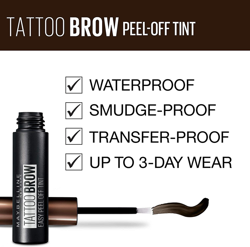Maybelline New York Tattoo Brow Peel off Eyebrow Gel Tint, Semi-Permanent Colour, Waterproof, Lasts up to 3 Days, Colour: Light Brown