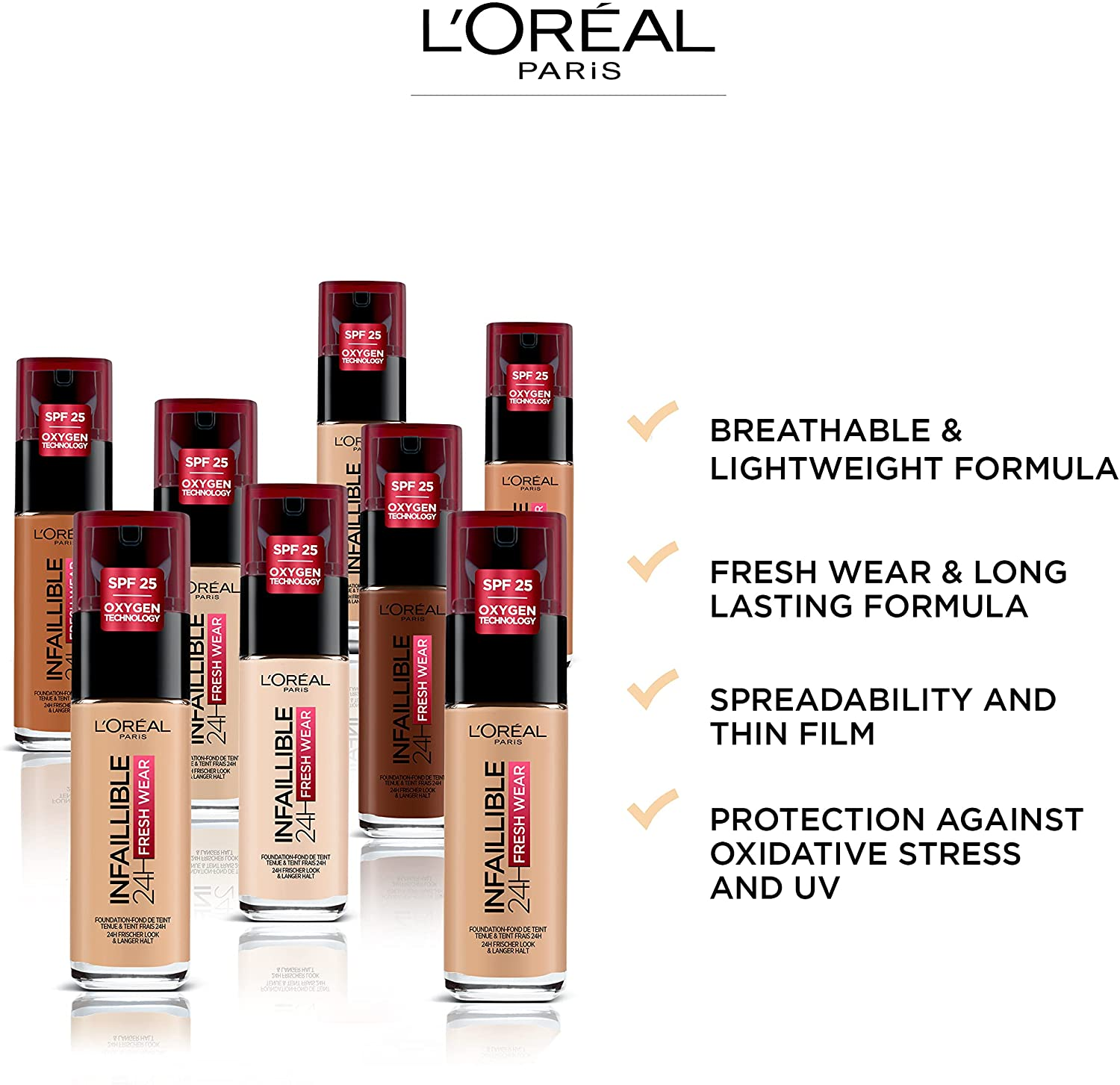 Base de maquillaje L'Oréal Infallible 32h fresh wear 260 golden 30 ml